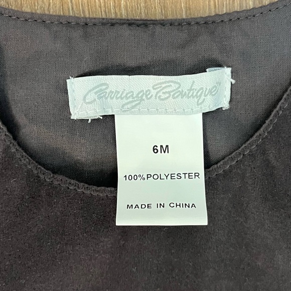 NWOT Carriage Boutique Velvet Long John John Romper Gray 6 months - Picture 2 of 3